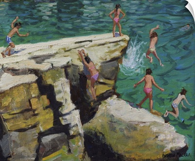 Detail Of Jumping Into The Sea, Plates, Skiathos, 2015