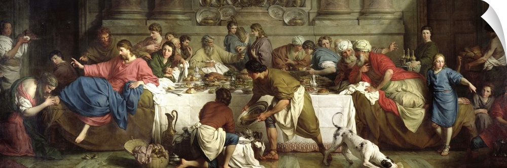 XIR71577 Dinner at the House of Simon, 1737 (oil on canvas)  by Subleyras, Pierre (1699-1749); 215x679 cm; Louvre, Paris, ...