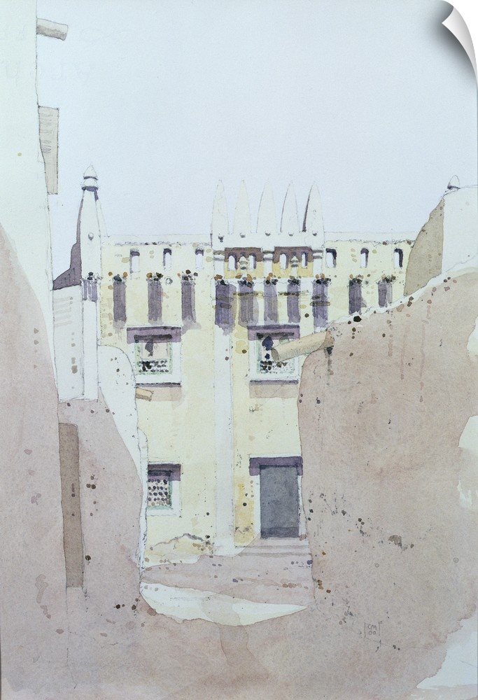 Contemporary painting of a mosque in Djenne, Mali.