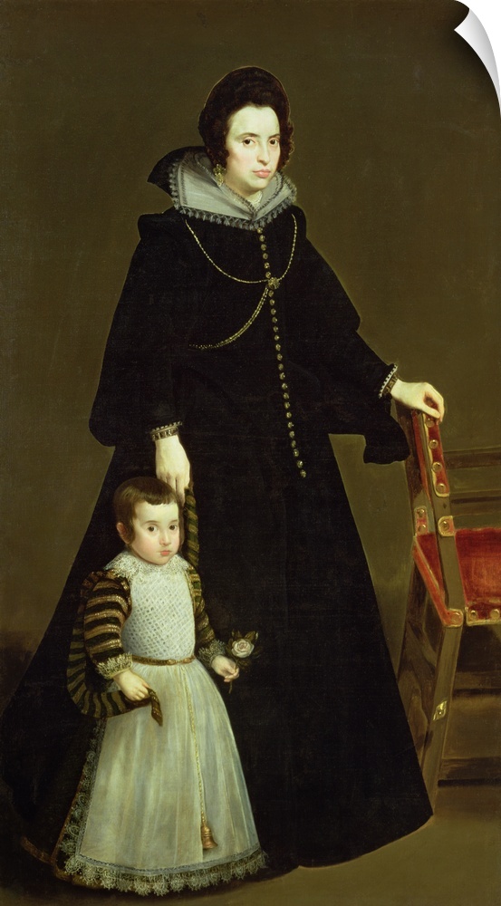 XIR61305 Dona Antonia de Ipenarrieta y Galdos (1599-1635) and her Son, c.1631 (oil on canvas)  by Velazquez, Diego Rodrigu...