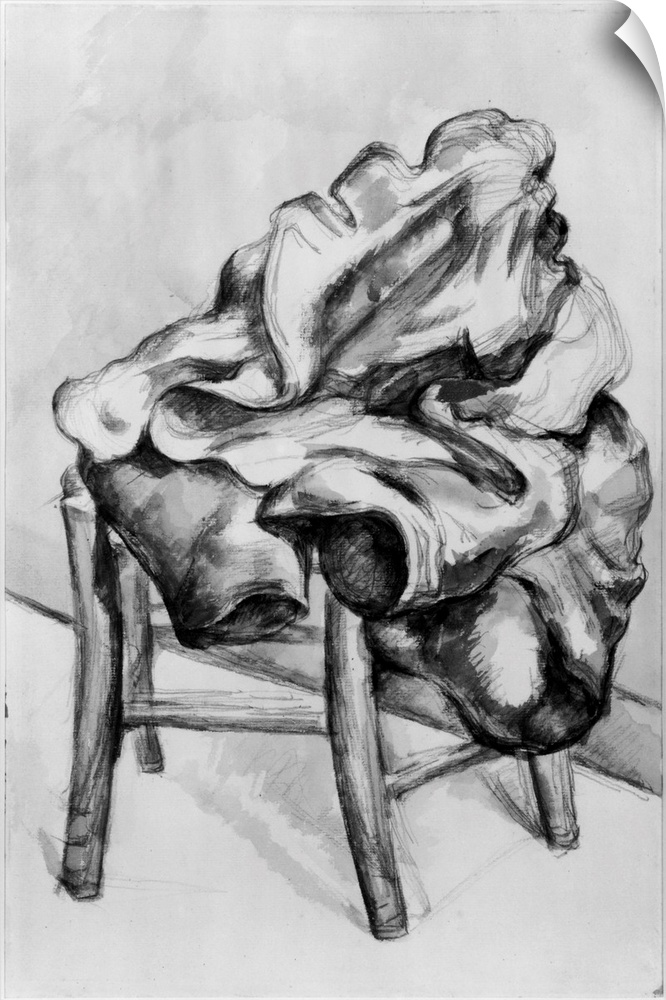 XIR157599 Drapery on a Chair, 1980-1900 (pencil and w/c wash on paper) (b/w photo)  by Cezanne, Paul (1839-1906); pencil a...