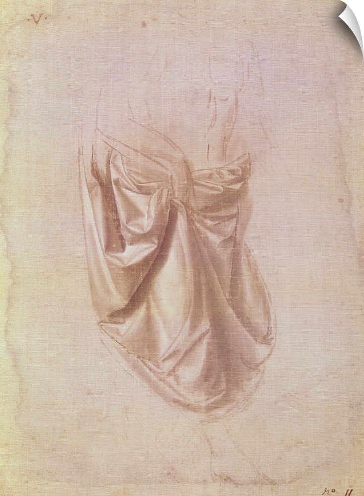 XIR161991 Drapery study (gouache on canvas) by Vinci, Leonardo da (1452-1519); Musee des Beaux-Arts, Rennes, France; Girau...