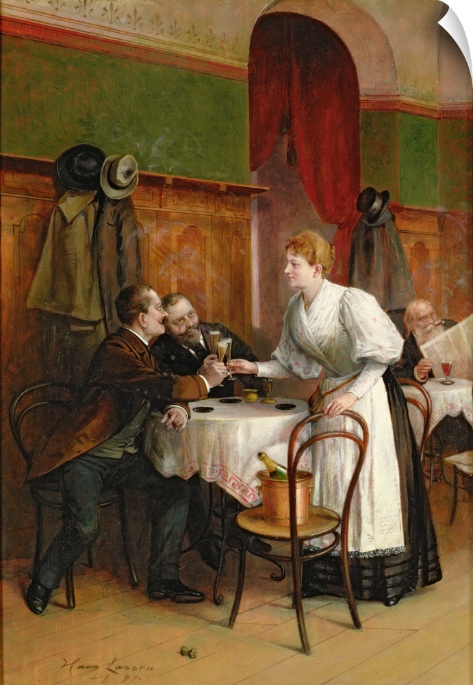 BAL34197 Drinking their health (oil)  by Lasser, Hans August (1857-82); Josef Mensing Gallery, Hamm-Rhynern, Germany; out ...