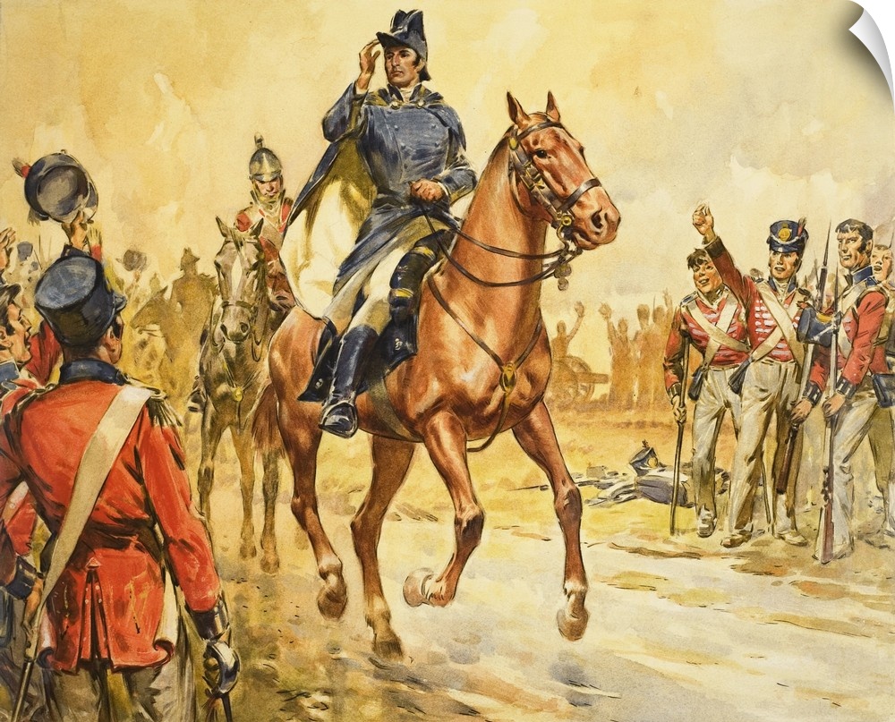 Duke of Wellington Rallying his Troops. Original artwork for Look and Learn.