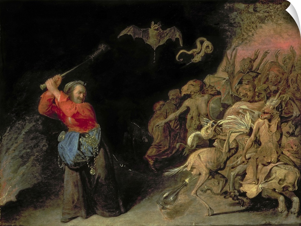 XAM76994 Dulle Griet (Mad Meg) raiding Hell (oil on panel)  by Ryckaert, David III (1612-61); 47.5x63 cm; Kunsthistorische...