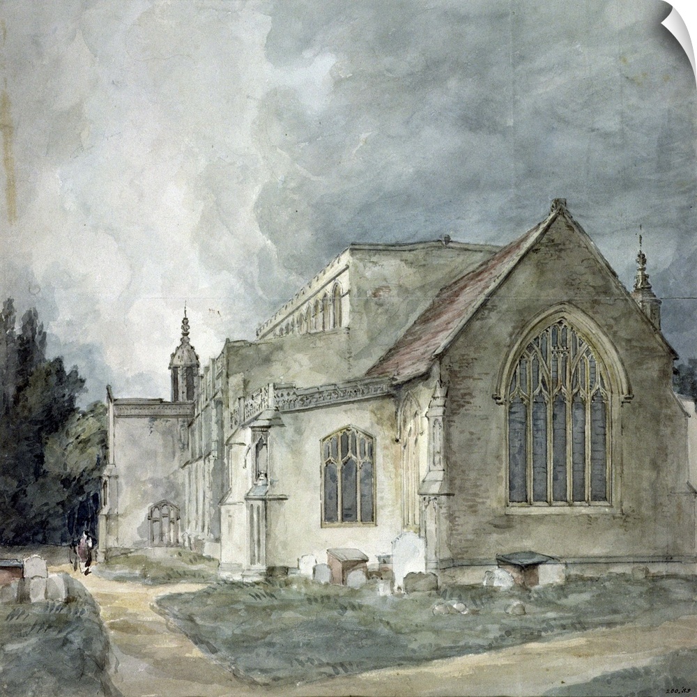 BAL22414 East Bergholt Church, c.1805-11 (watercolour)  by Constable, John (1776-1837); Victoria & Albert Museum, London, ...