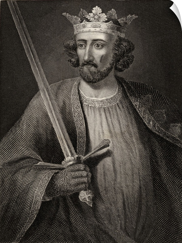 Edward I, aka Longshanks, 1239 . 1307.  King of England. Engraving from an ancient statue at Caernarvon Castle.