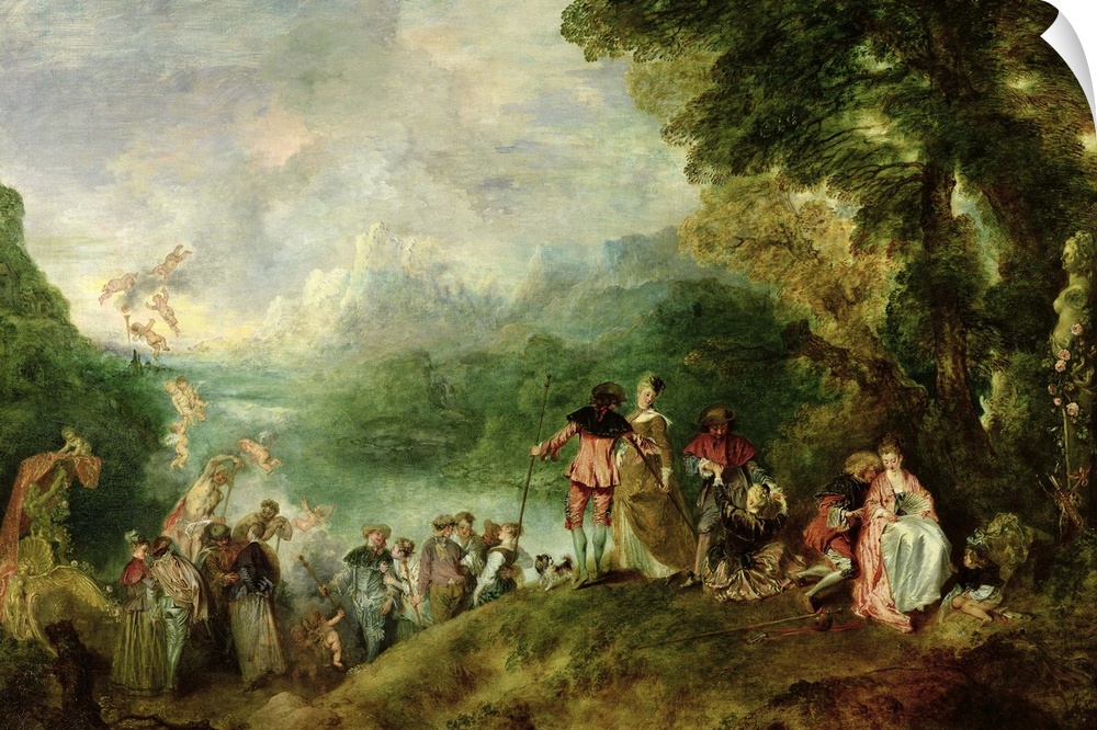 XIR3755 Embarkation for Cythera, 1717 (oil on canvas) (for detail see 65335)  by Watteau, Jean Antoine (1684-1721); 129x19...