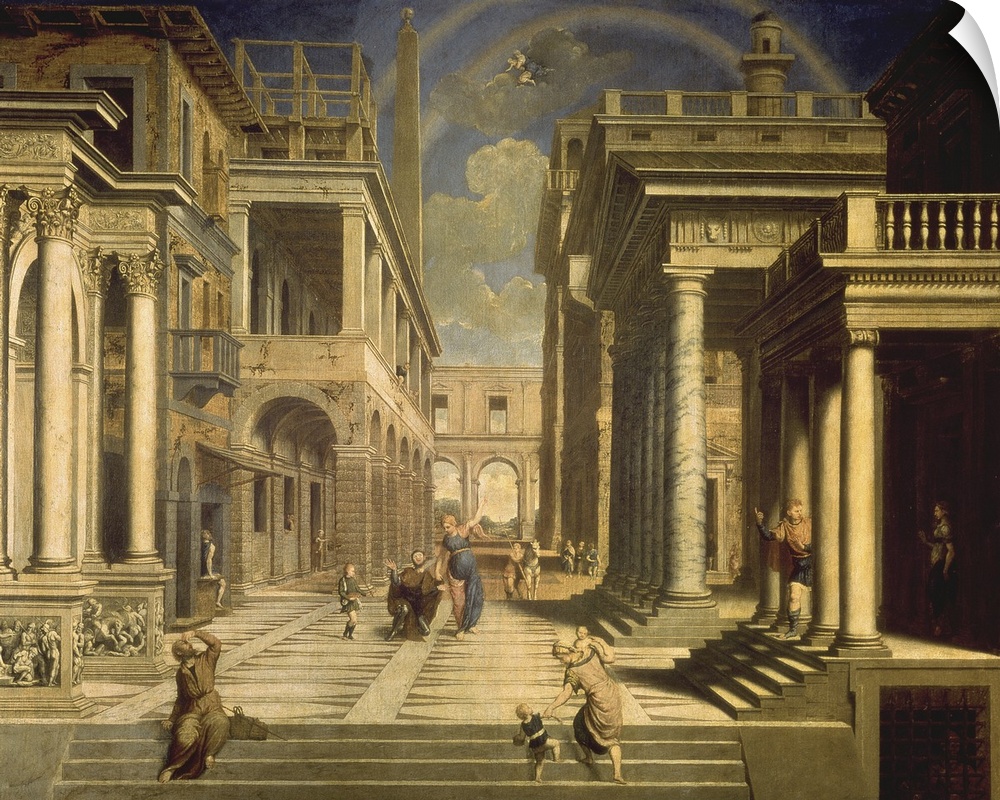 BAL75817 Emperor Augustus and the Sibyl, 1535  by Bordone, Paris (1500-71); oil on canvas; 165x230 cm; Pushkin Museum, Mos...