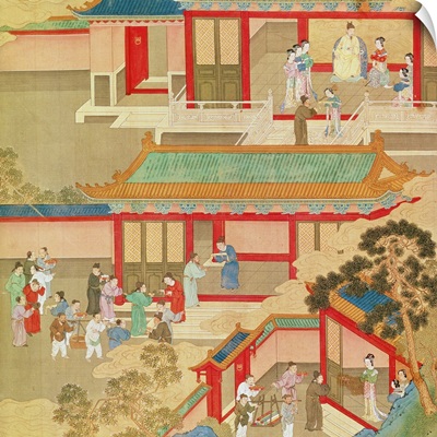 Emperor Hsuan Tsung (712-756 AD) at home, from a history of Chinese emperors