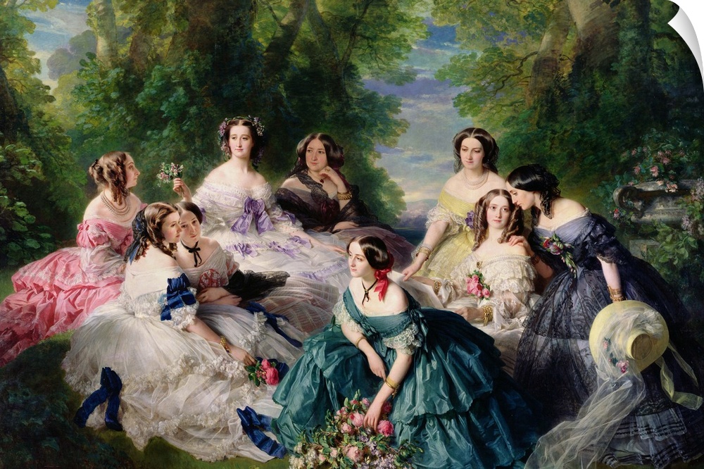 XIR37015 Empress Eugenie (1826-1920) Surrounded by her Ladies-in-Waiting, 1855 (oil on canvas)  by Winterhalter, Franz Xav...