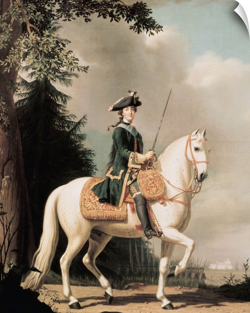 XIR63975 Equestrian Portrait of Catherine II (1729-96) the Great of Russia (oil on canvas); by Erichsen, Vigilius (1722-82...