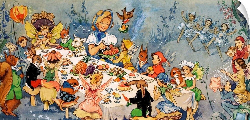 Fairy tea party.  Original artwork for "Playhour."