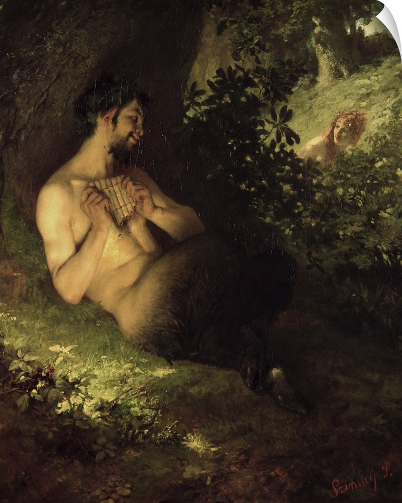 BAL53610 Faun and Nymph, 1868 (oil on canvas)  by Szinyei Merse, Pal (1845-1920); Hungarian National Gallery, Budapest, Hu...