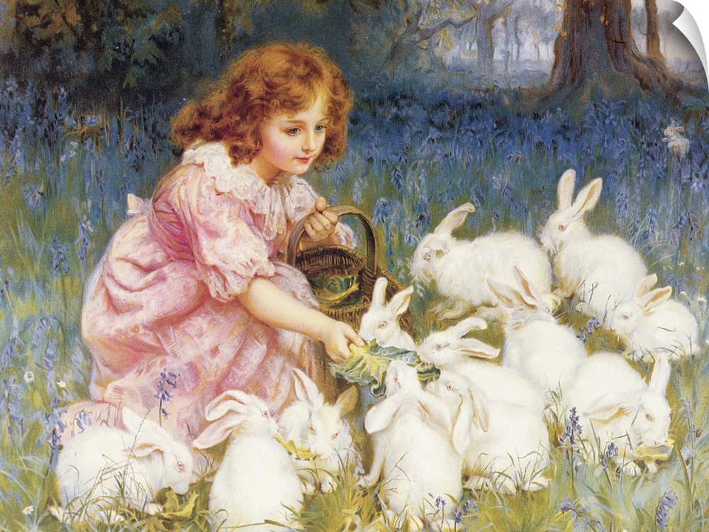 BAL9297 Feeding the Rabbits  by Morgan, Frederick (1856-1927); Private Collection; English, out of copyright
