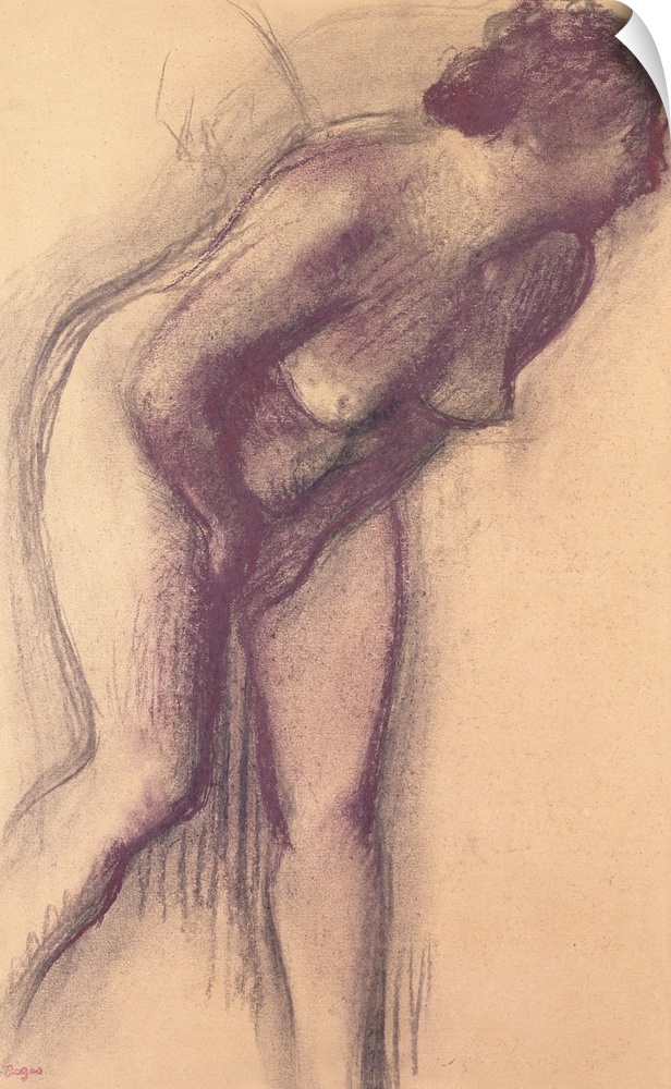 BAL76270 Female Standing Nude (charcoal and pastel)  by Degas, Edgar (1834-1917); charcoal and pastel on paper; 55.5x36.5 ...