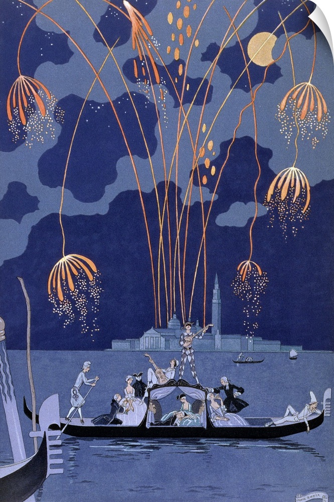 Fireworks in Venice, illustration for 'Fetes Galantes' by Paul Verlaine