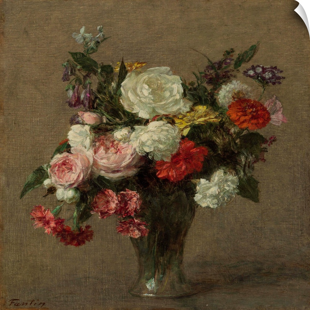 CH991340 Flower Bouquet, 1900 (oil on canvas) by Fantin-Latour, Ignace Henri Jean (1836-1904); 42.2x38.1 cm; Private Colle...