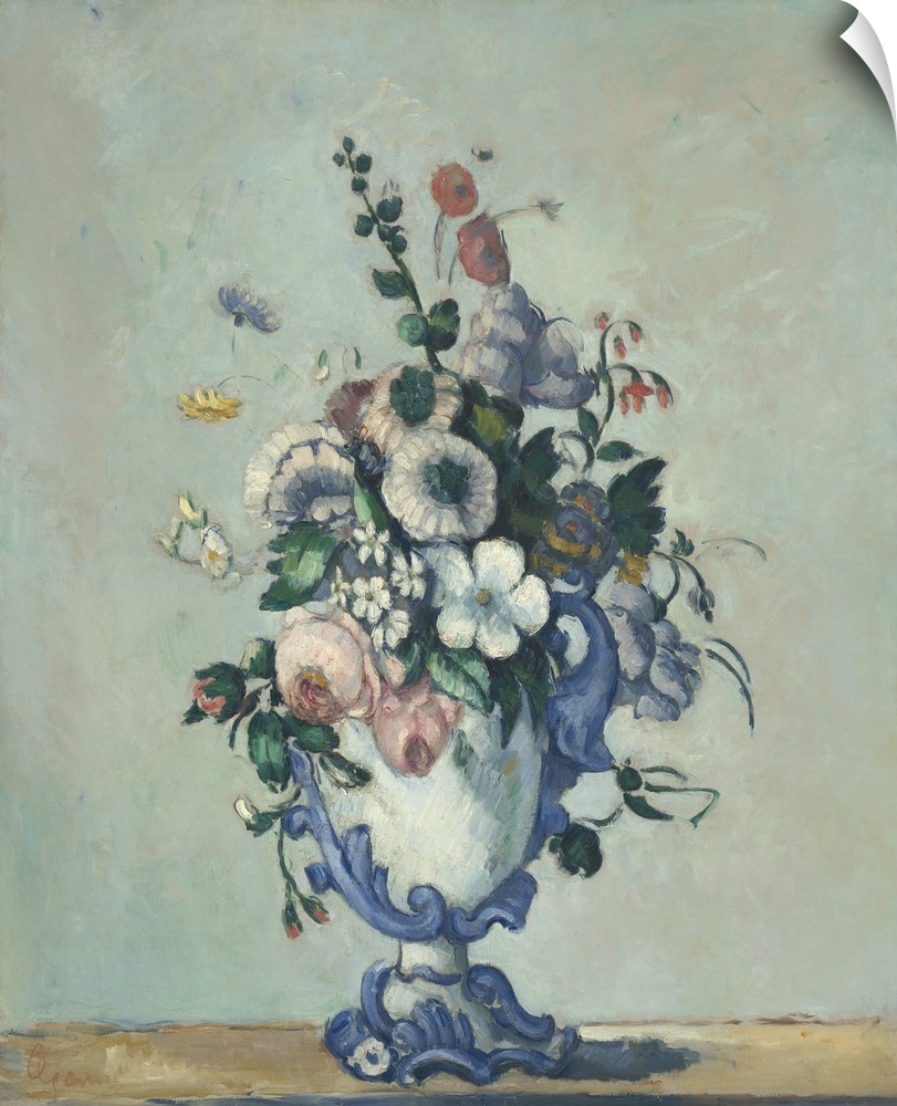 Flowers in a Rococo Vase, c. 1876, oil on canvas.  By Paul Cezanne (1839-1906).
