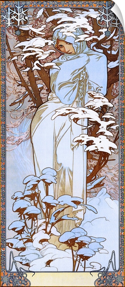 Four Seasons: Winter, 1900 (originally colour litho on silk) by Mucha, Alphonse Marie (1860-1939)
