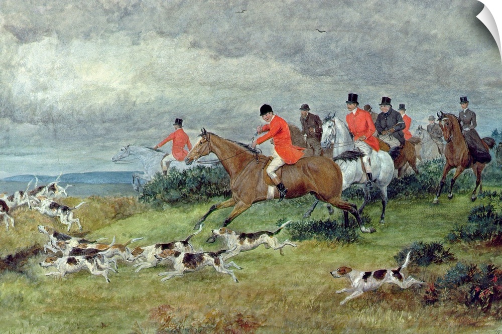 BAL25671 Fox Hunting in Surrey, 19th century (watercolour)  by Caldecott, Randolph (1846-86); Victoria