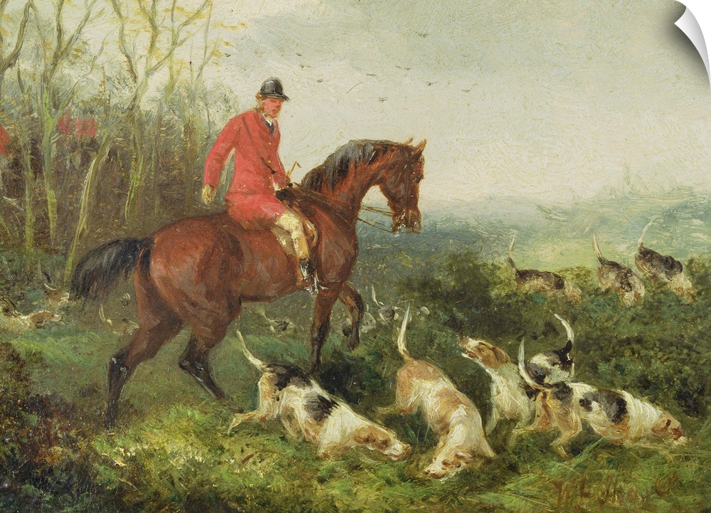 XYC158520 Foxhunting: At Cover (oil on millboard) by Shayer, William Joseph (1811-92)