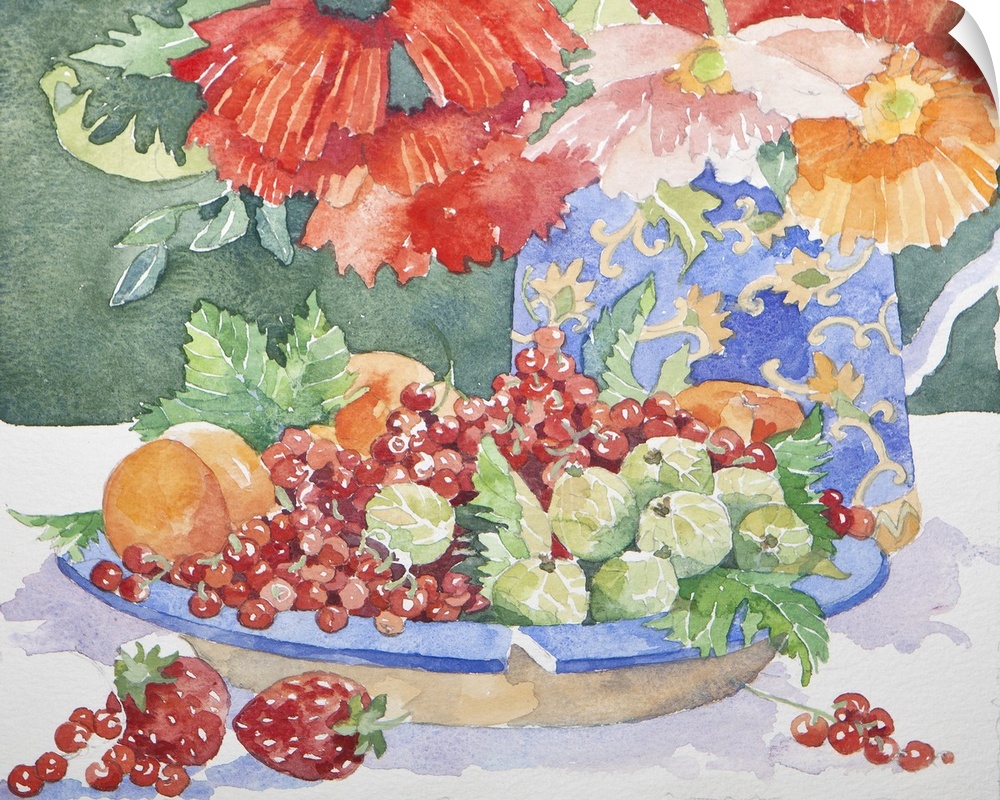 Contemporary artwork of a plate of grapes.