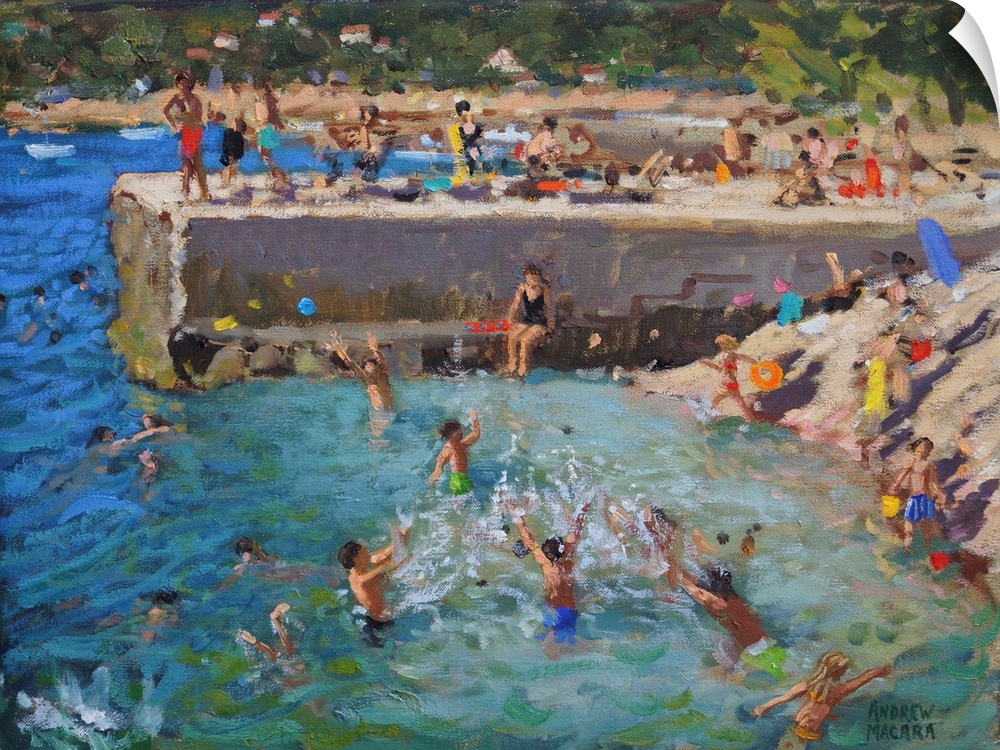 Fun in the sea, Rovinj, Croatia, 2016, originally  oil on canvas .
