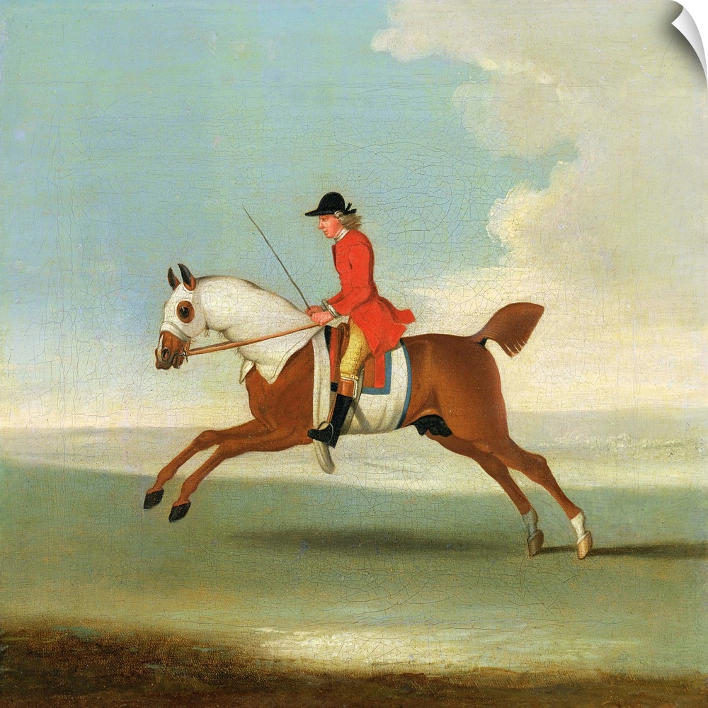 XYC158511 Galloping Racehorse and mounted Jockey in Red (oil on canvas)  by Seymour, James (1702-52) (attr.)
