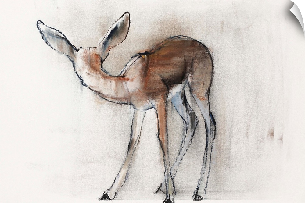 Contemporary wildlife painting of a young gazelle fawn.