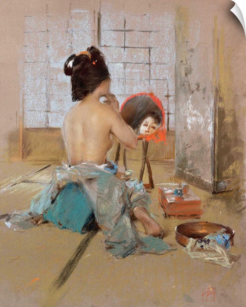 Geisha at her Toilet (pastel on paper laid down on board)