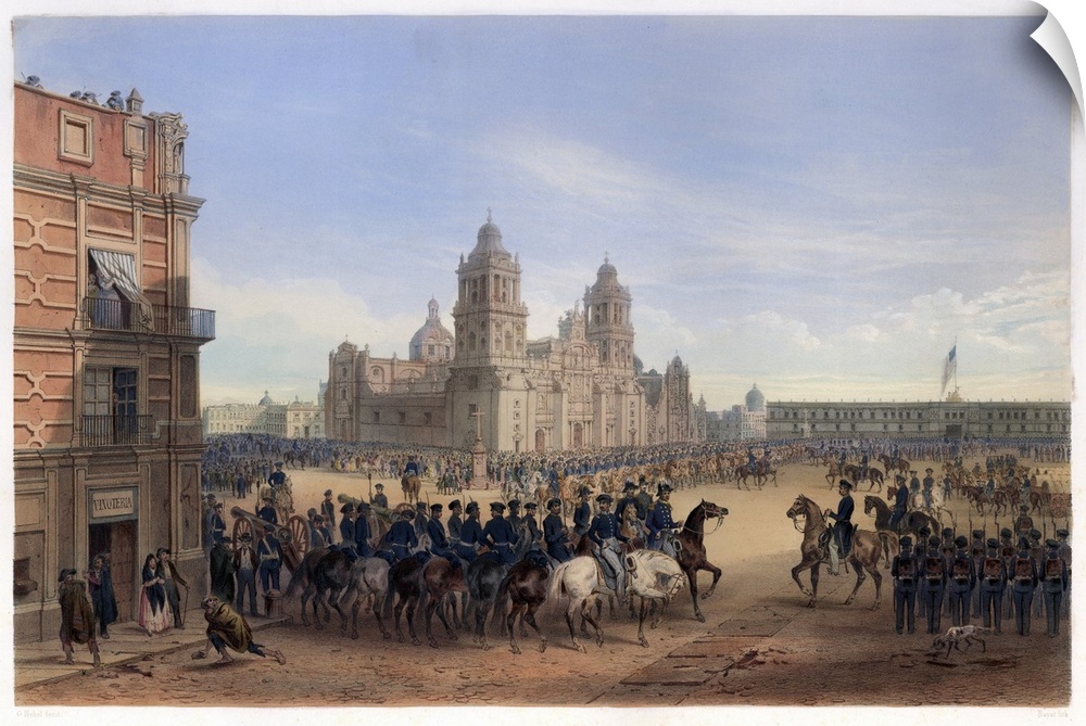 Originally a colour lithograph. General Scott's Entrance Into Mexico City, From The War Between The United States And Mexi...