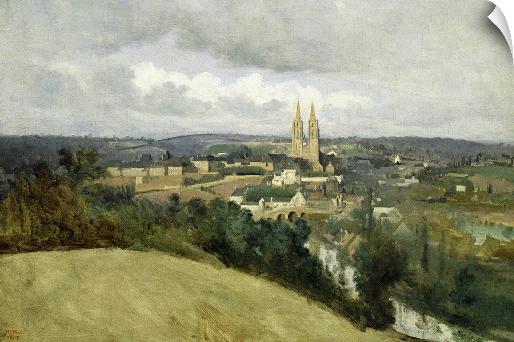 XIR71560 General View of the Town of Saint-Lo, c.1833 (oil on canvas)  by Corot, Jean Baptiste Camille (1796-1875); 46x65 ...