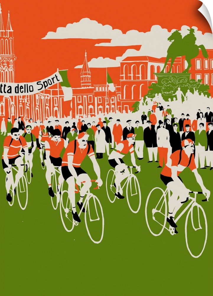 Contemporary illustration of a cycling race.