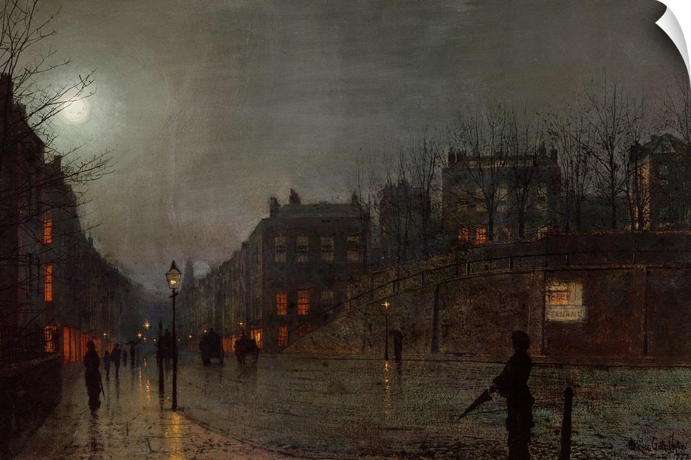 BAL6354 Going Home at Dusk, 1882 (oil on board)  by Grimshaw, John Atkinson (1836-93); Dept. of the Environment, London, U...