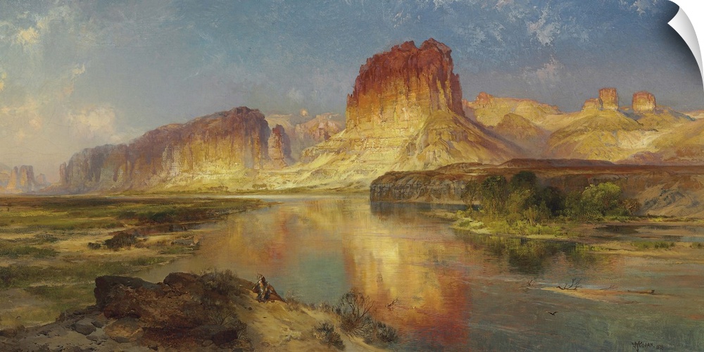 CH387958 Green River of Wyoming, 1878 (oil on canvas) by Moran, Thomas (1837-1926); 63.5x121.9 cm; Private Collection; (ad...
