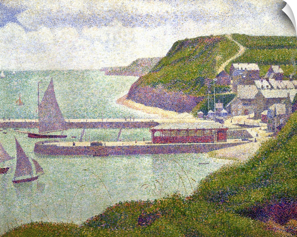 XIR19980 Harbour at Port-en-Bessin at High Tide, 1888 (oil on canvas)  by Seurat, Georges Pierre (1859-91); 67x82 cm; Muse...