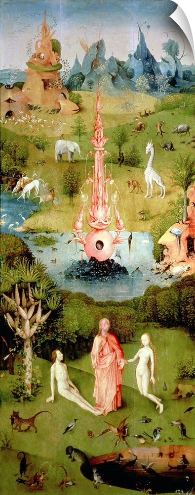 XIR37912 The Garden of Earthly Delights: The Garden of Eden, left wing of triptych, c.1500 (oil on panel)  by Bosch, Hiero...