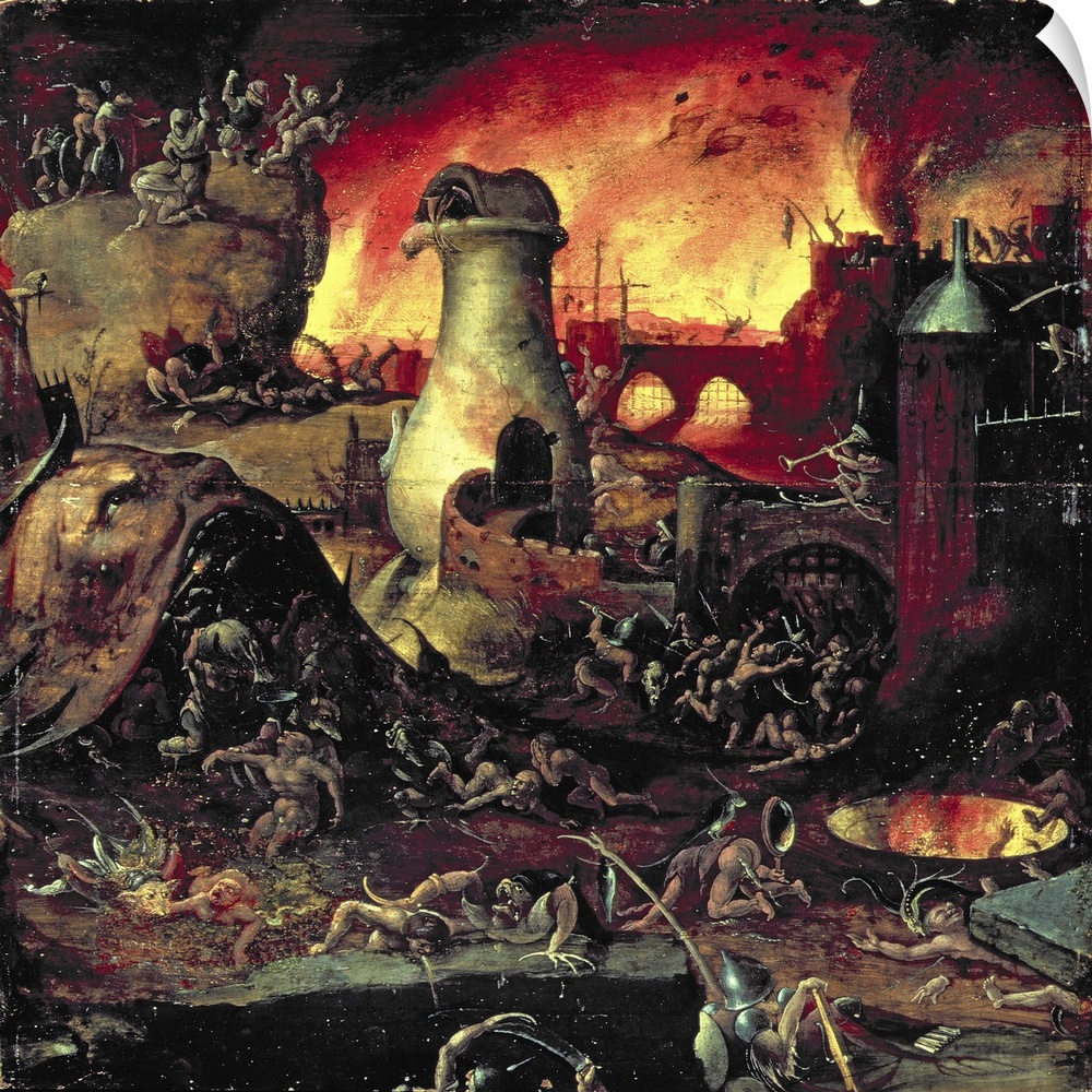 BAL40978 Hell (oil on panel)  by Bosch, Hieronymus (c.1450-1516) (school of); Hermitage, St. Petersburg, Russia; Dutch, ou...
