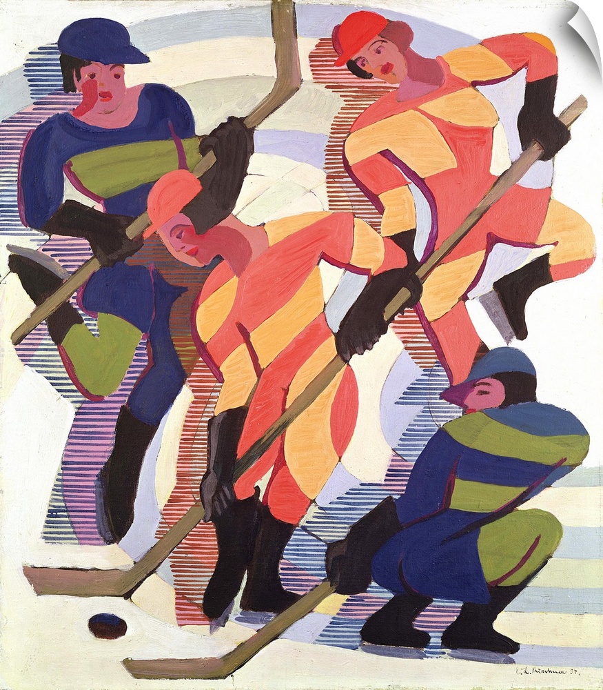 MFA212157 Hockey Players, 1934 (oil on canvas) by Kirchner, Ernst Ludwig (1880-1938); 80x70 cm; Private Collection; German...