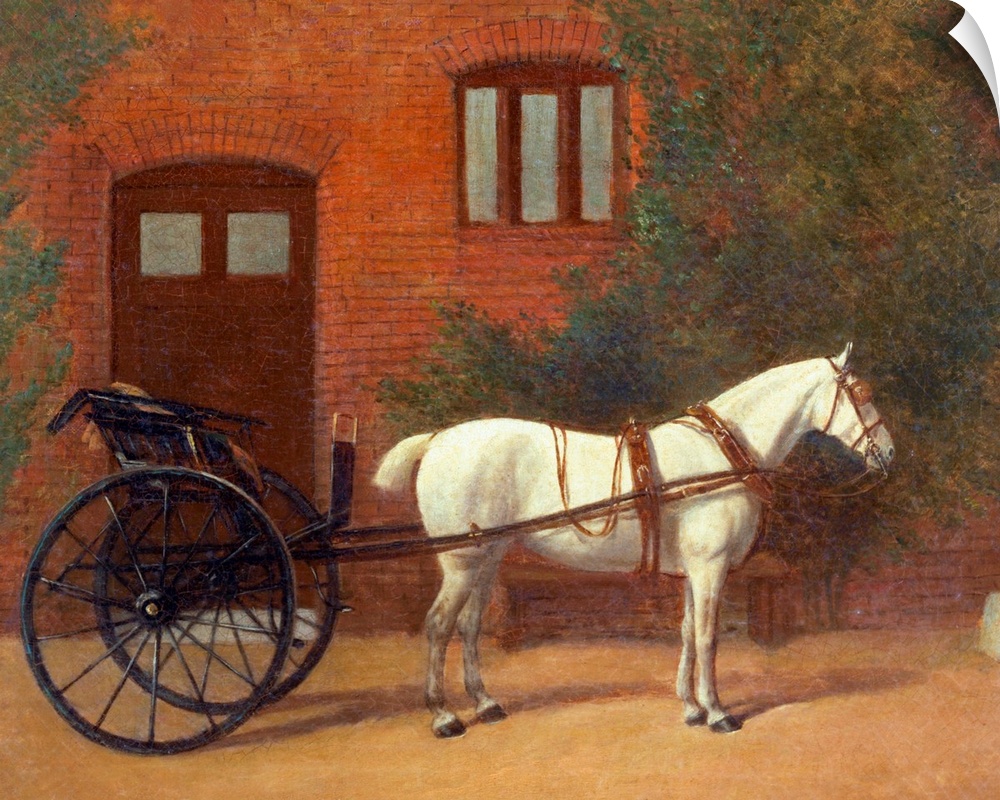 Horse hitched to a jaunting cart (oil on canvas) by English School, (19th century)