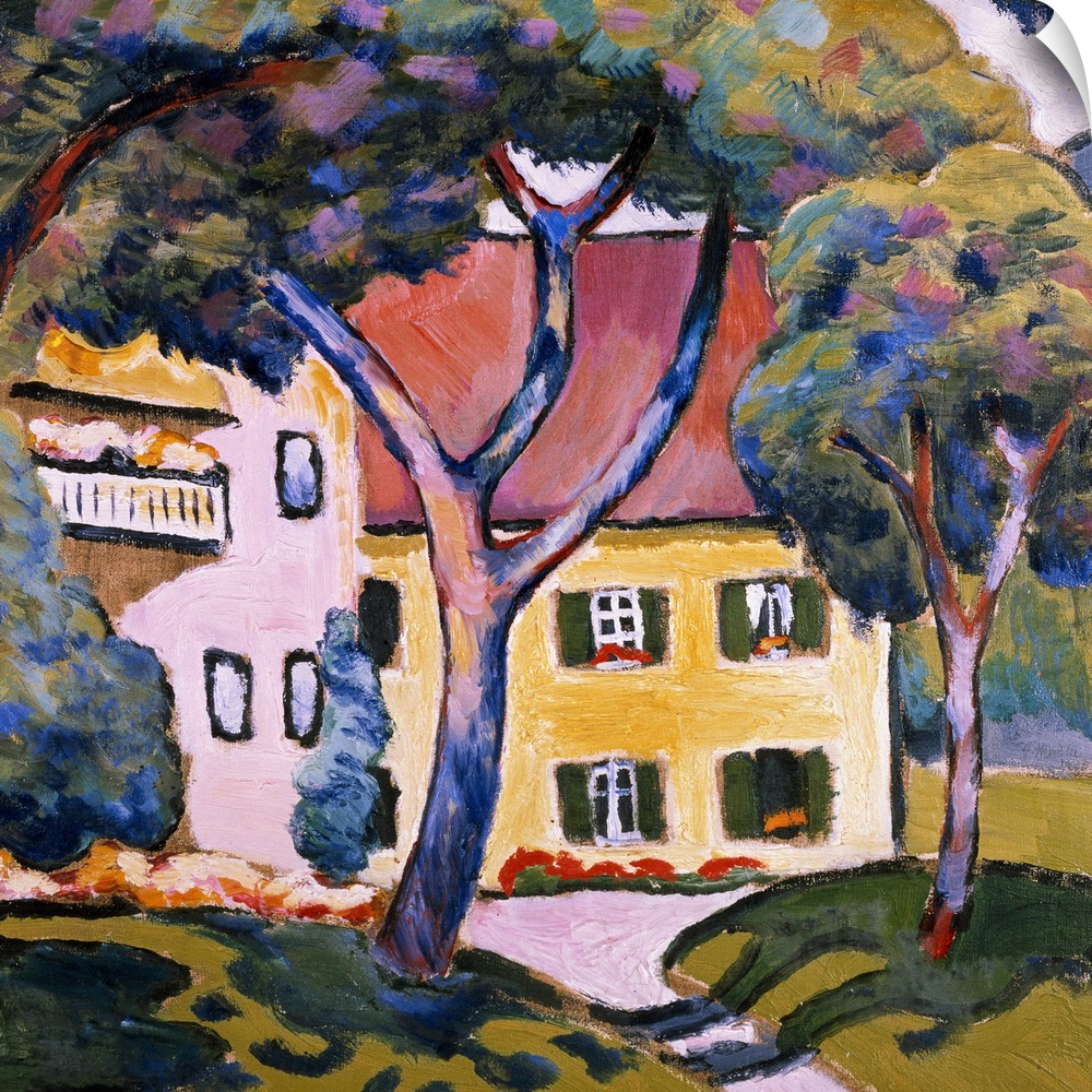 BAL41022 House in a Landscape; by Macke, August (1887-1914); oil on canvas; Stadtisches Museum, Mulheim, Germany; German, ...