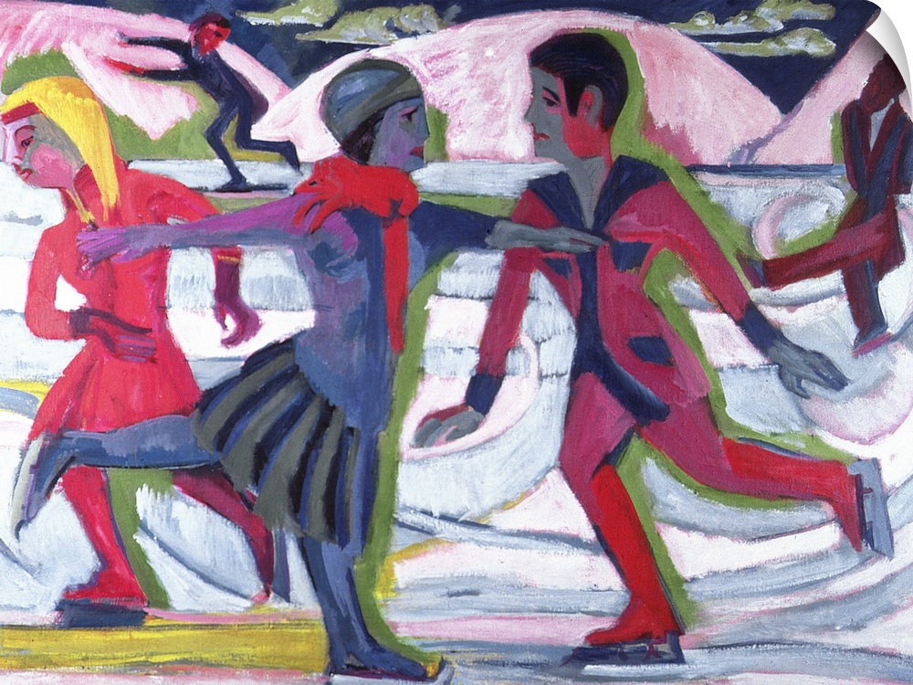 BAL40989 Ice Skaters  by Kirchner, Ernst Ludwig (1880-1938); Hessisches Landesmuseum, Darmstadt, Germany; German, out of c...
