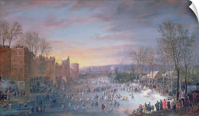 Ice Skating on the Stadtgraben in Brussels, 1649