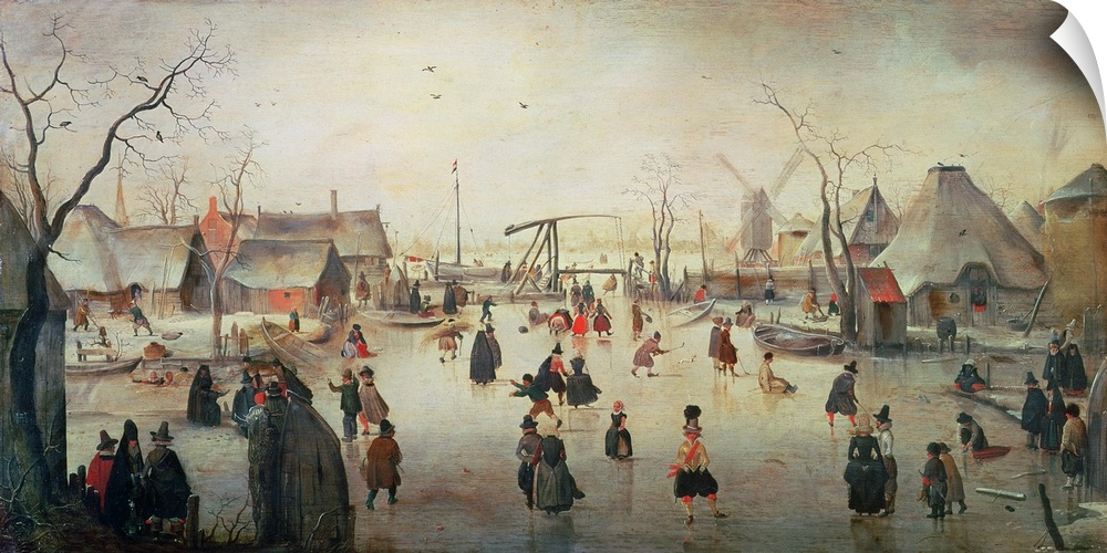 BAL7225 Ice Sports, c.1610 (panel)  by Avercamp, Hendrik (1585-1634); oil on panel; 36x71 cm; Mauritshuis, The Hague, The ...