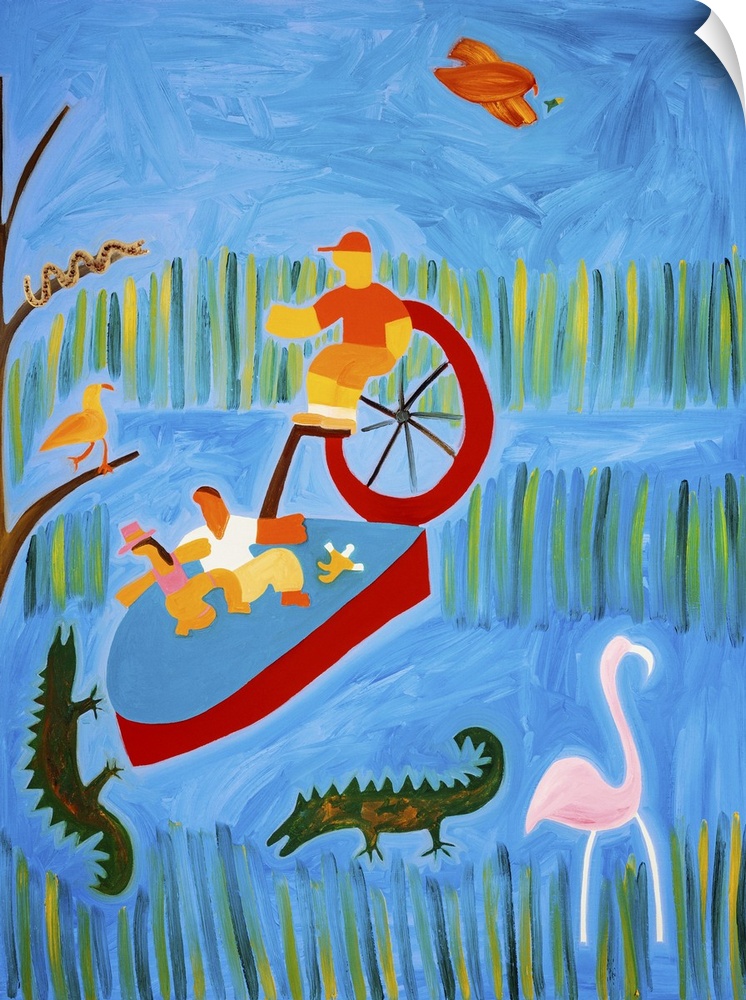 In Florida, with the crocodiles, 2001. Originally oil on linen.