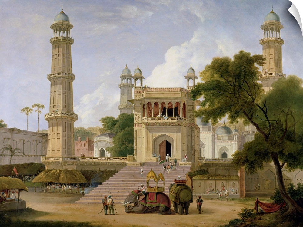 XYC174455 Indian Temple, said to be the Mosque of Abo-ul-Nabi, Muttra, 1827 (oil on canvas)  by Daniell, Thomas (1749-1840)