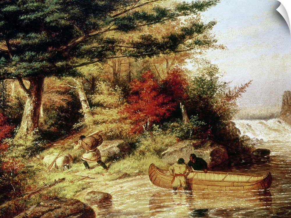 XTD82563 Indians transporting furs through the Canadian wilderness, 1858; by Krieghoff, Cornelius (1815-72); oil on canvas...