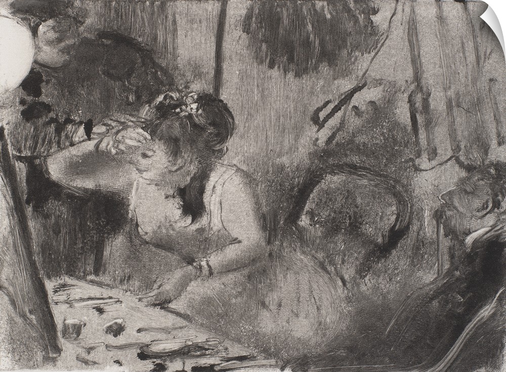 Intimacy, c. 1877-80, monotype in black.  By Edgar Degas (1834-1917).