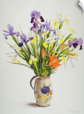 Irises and Lilies in a Dutch Jug